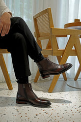 Tan Lancaster Heritage Lace-Up Boots for Men – Premium Quality